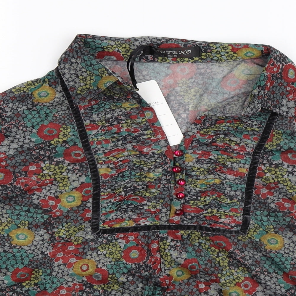 Zoteno Womens Multicoloured Floral  Basic Blouse Size XL