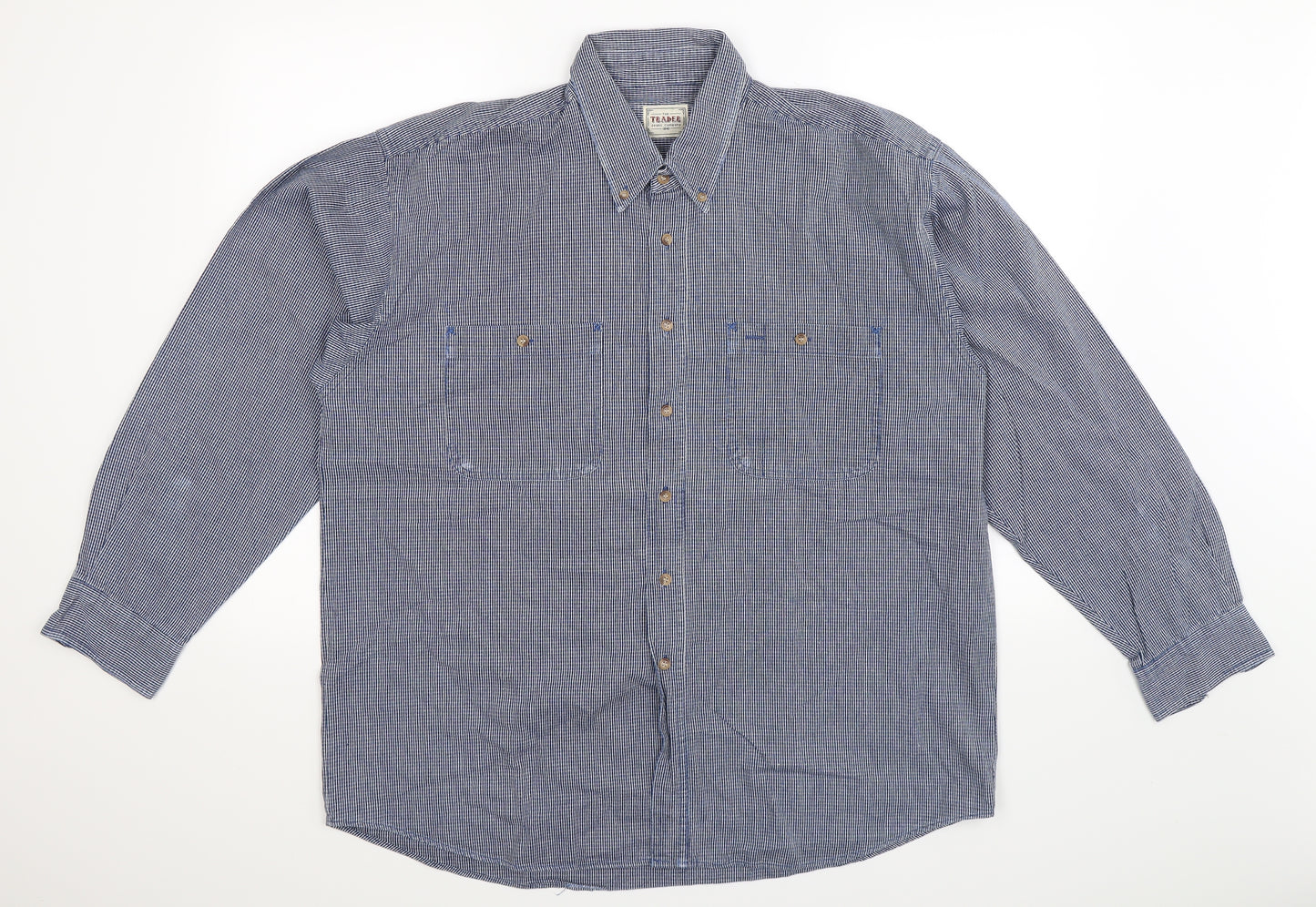 Trader Mens Blue    Button-Up Size L