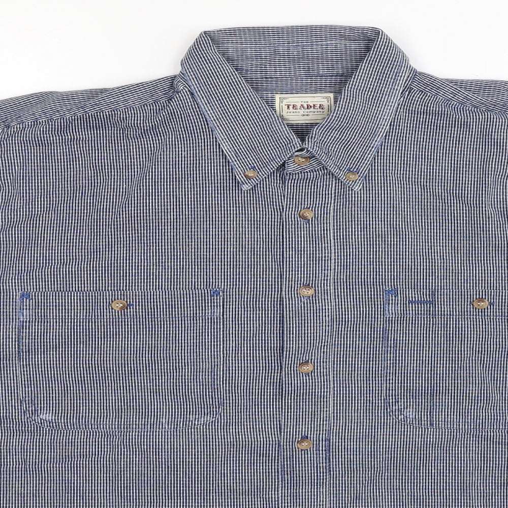 Trader Mens Blue    Button-Up Size L