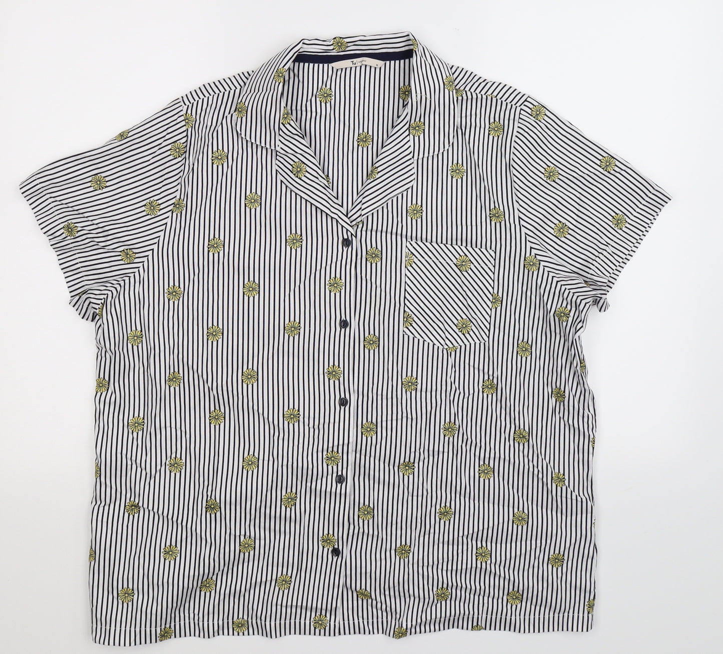 TU Womens White Striped  Basic Button-Up Size 18