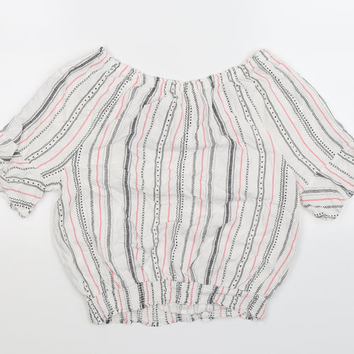H&M Girls White Striped  Basic Blouse Size 14 Years