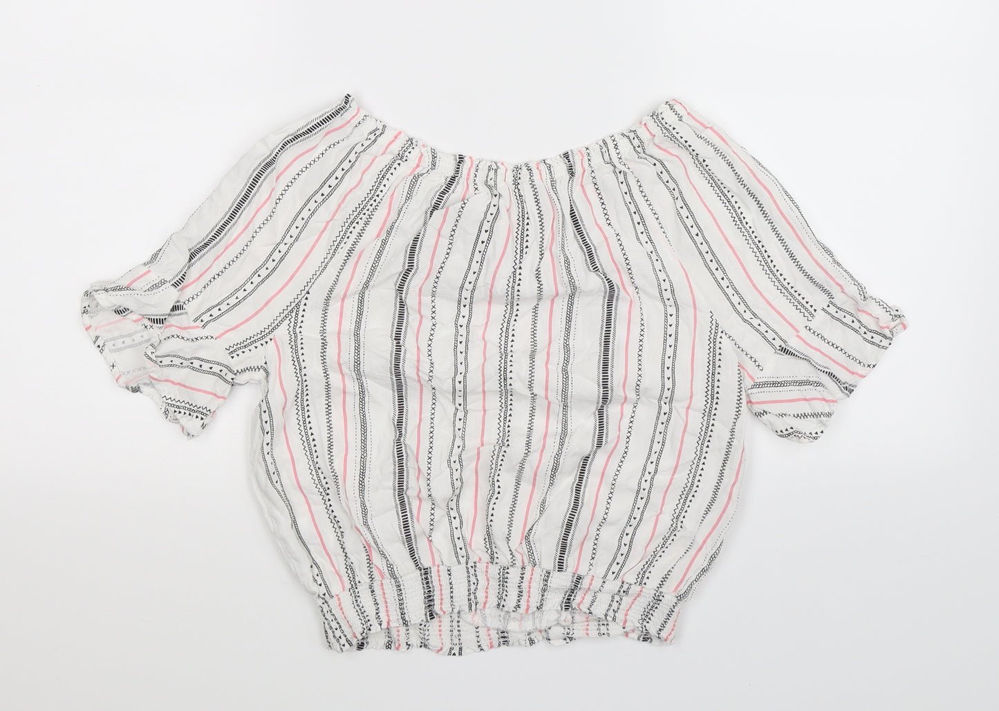 H&M Girls White Striped  Basic Blouse Size 14 Years