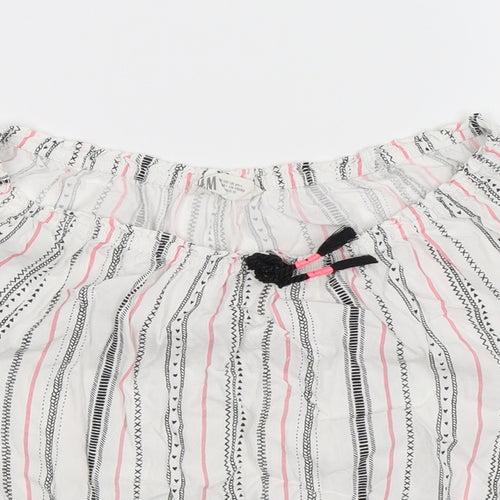 H&M Girls White Striped  Basic Blouse Size 14 Years