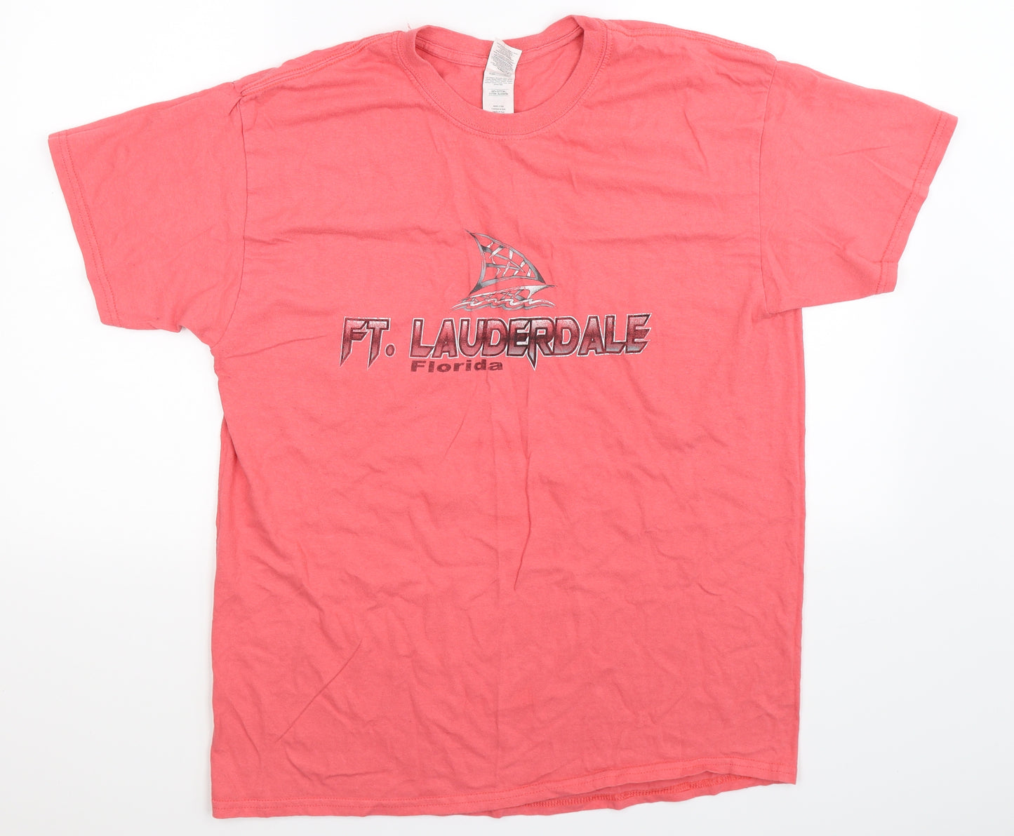 Gildan Mens Pink    T-Shirt Size L
