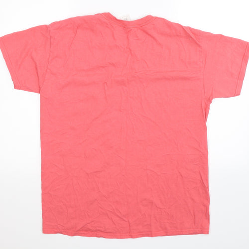 Gildan Mens Pink    T-Shirt Size L