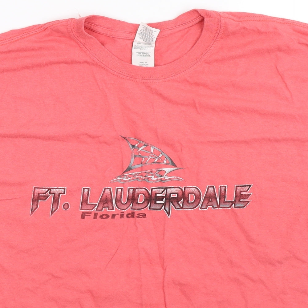 Gildan Mens Pink    T-Shirt Size L