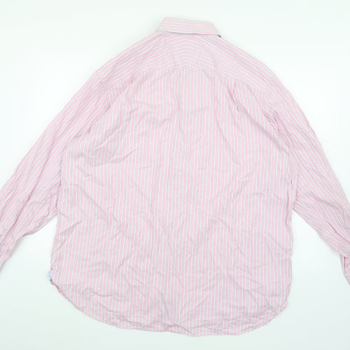 Marks and Spencer Mens Pink Striped   Dress Shirt Size 17.5  - Double Cuffed