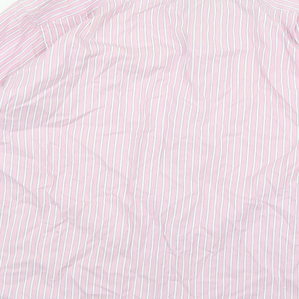 Marks and Spencer Mens Pink Striped   Dress Shirt Size 17.5  - Double Cuffed