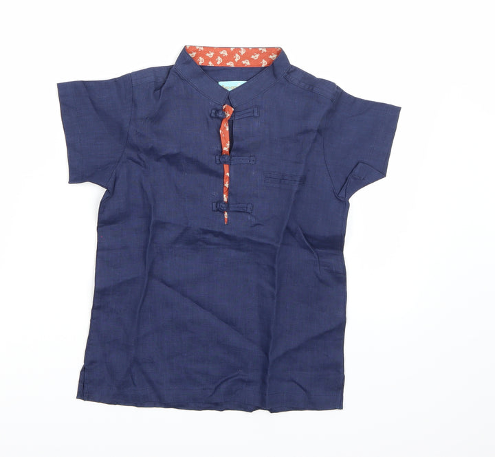 CHOU-CHOU CHIC Boys Blue Basic Polo Size 6-7 Years