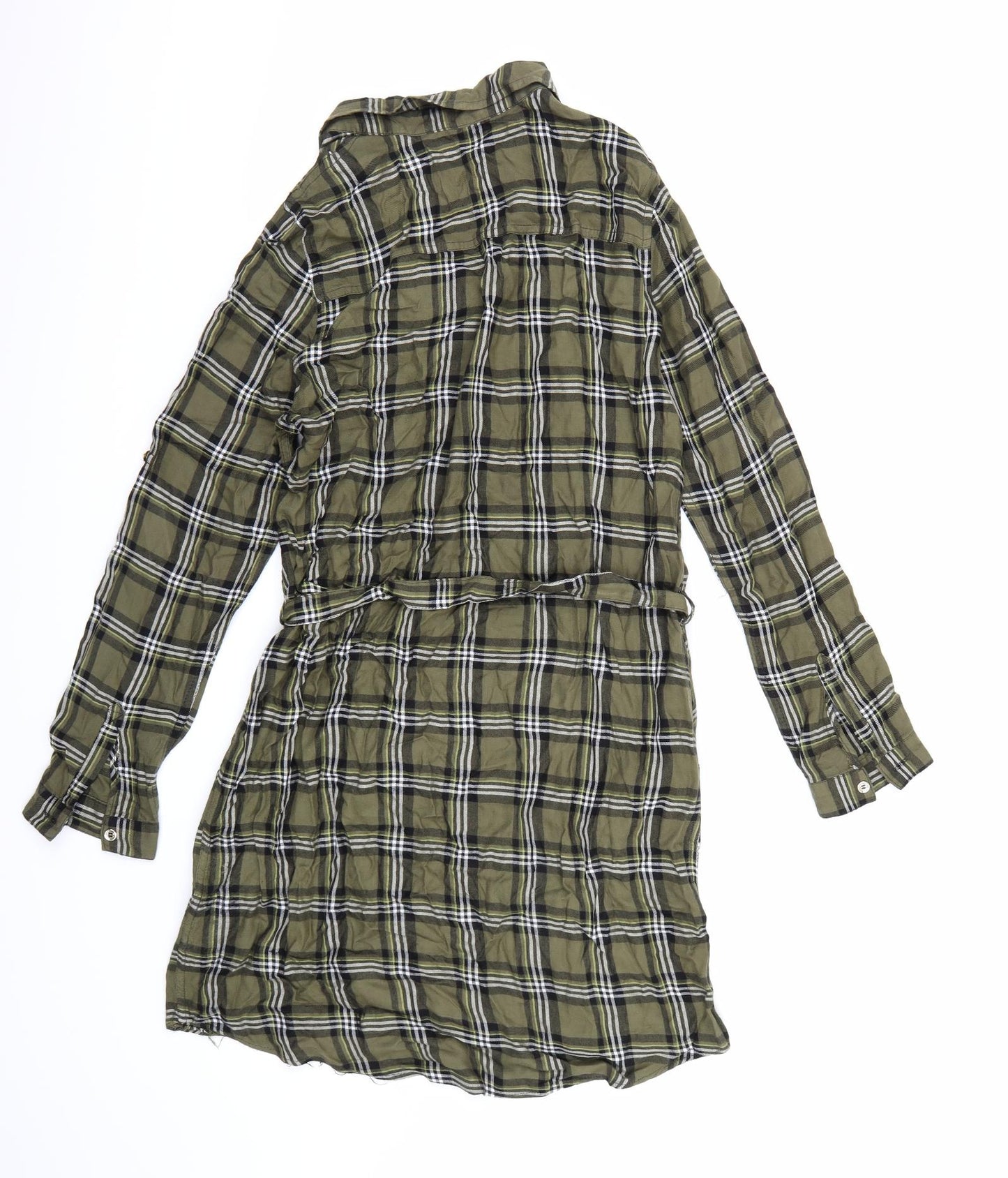 Oasis Womens Green Check  Shirt Dress  Size 12