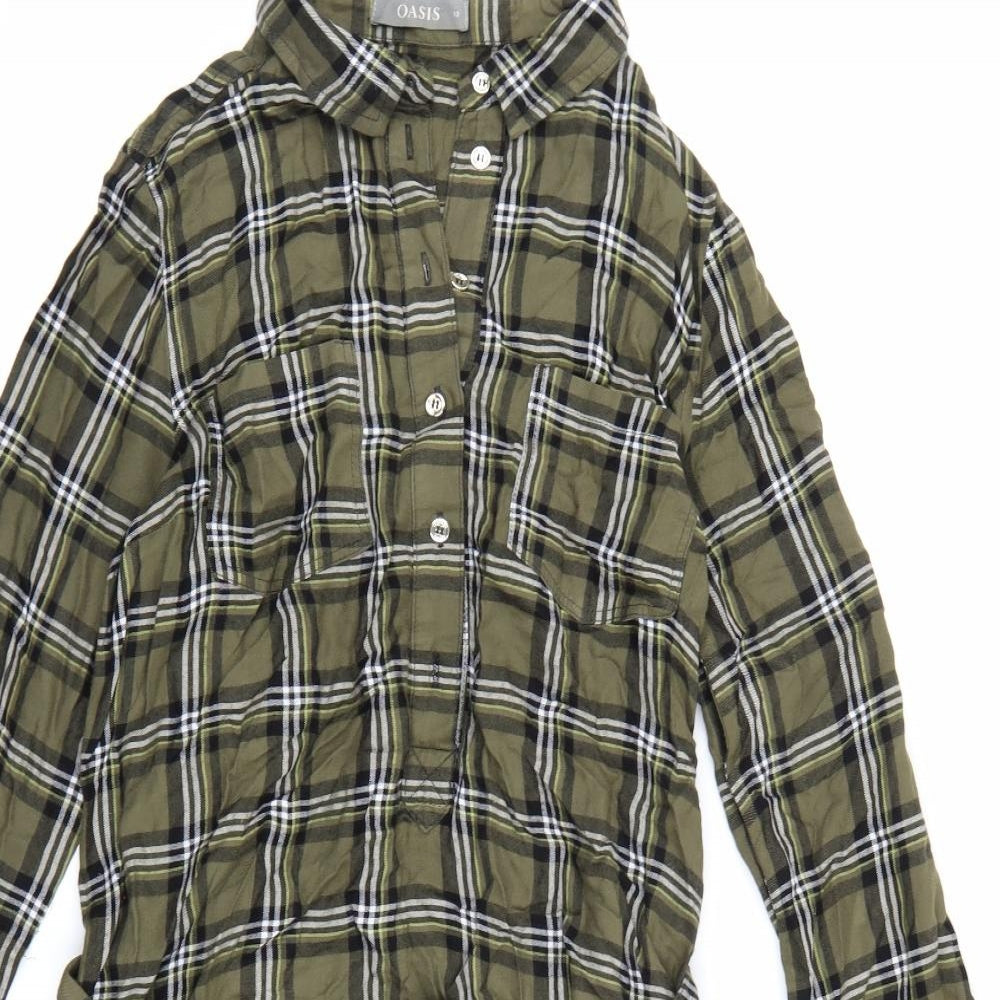 Oasis Womens Green Check  Shirt Dress  Size 12