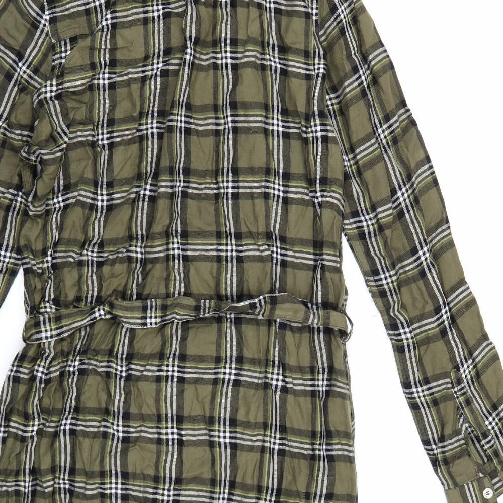 Oasis Womens Green Check  Shirt Dress  Size 12