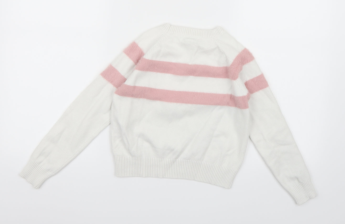 Primark Girls White  Knit Pullover Jumper Size 8-9 Years