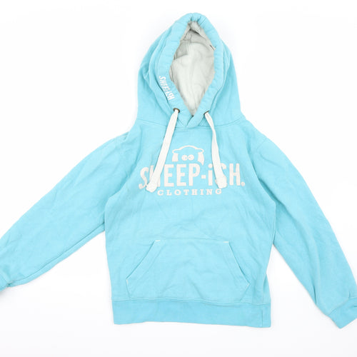 Sheep-Ish Womens Blue  Jersey Pullover Hoodie Size XS