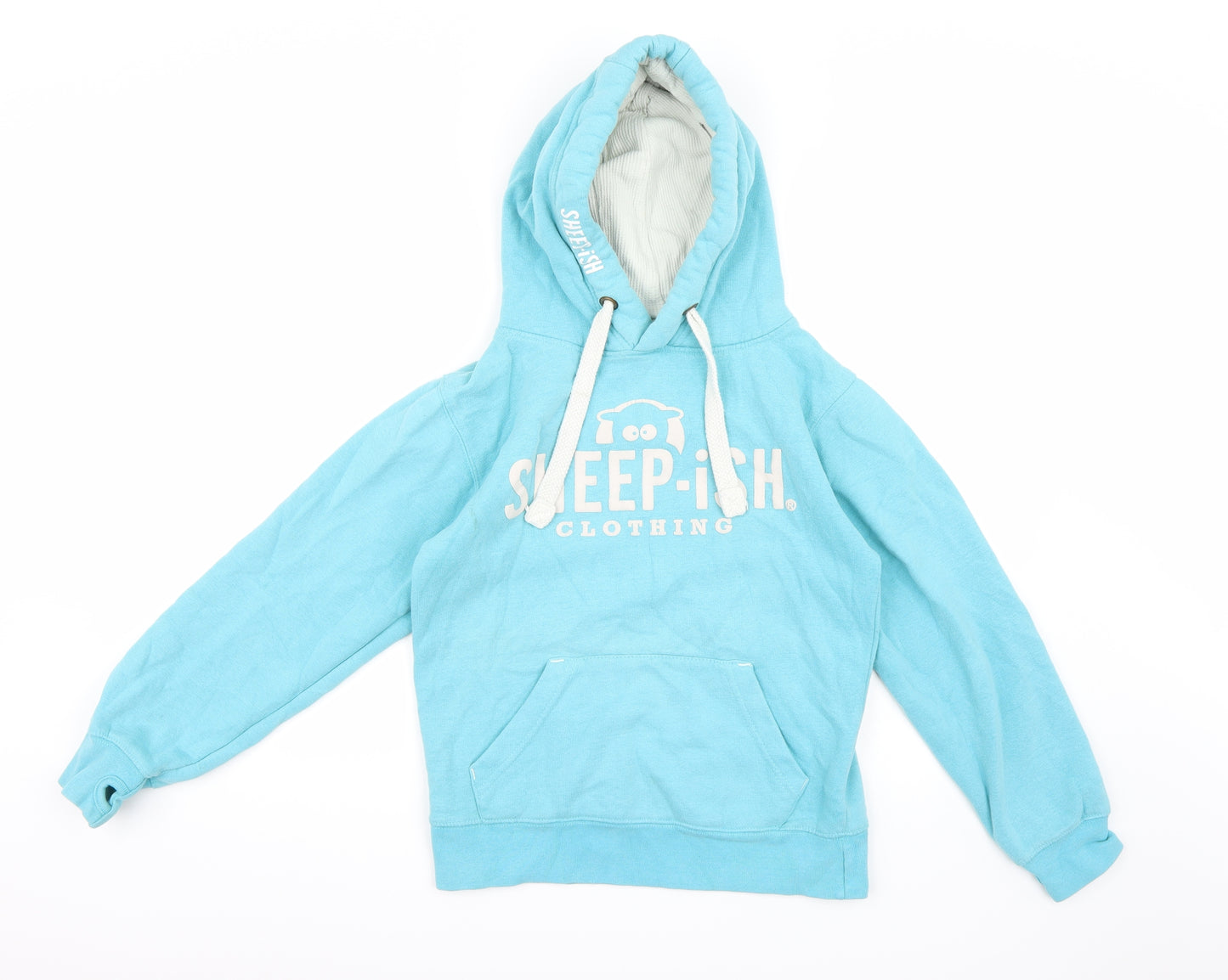Sheep-Ish Womens Blue  Jersey Pullover Hoodie Size XS