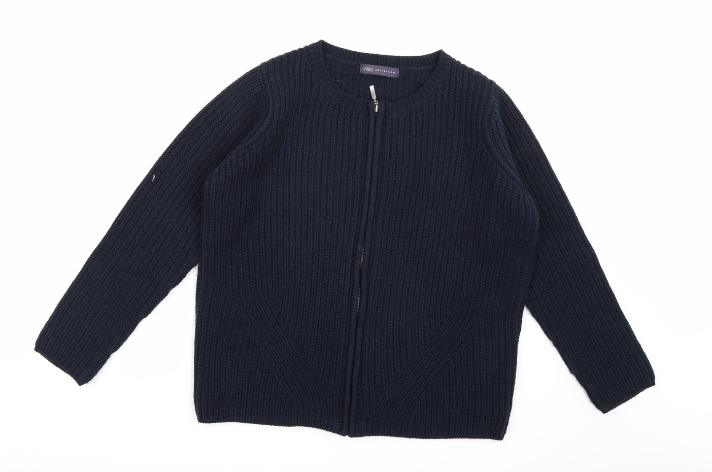 Marks and Spencer Womens Blue  Knit Full Zip Jumper Size 16