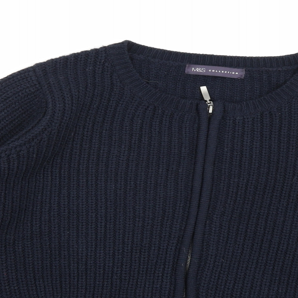 Marks and Spencer Womens Blue  Knit Full Zip Jumper Size 16