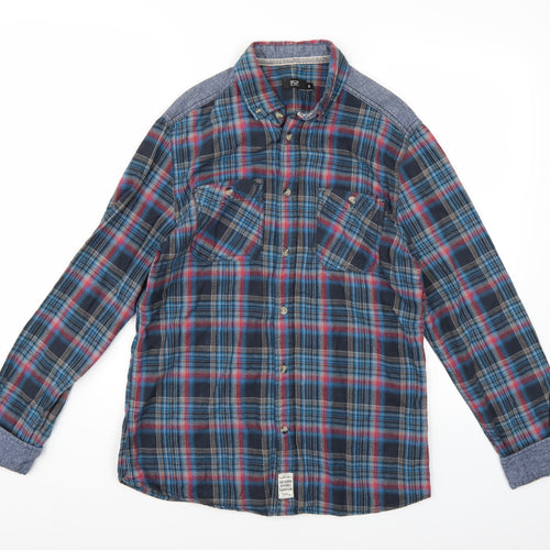 F&F Mens Blue Check   Button-Up Size S