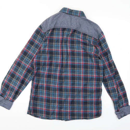 F&F Mens Blue Check   Button-Up Size S