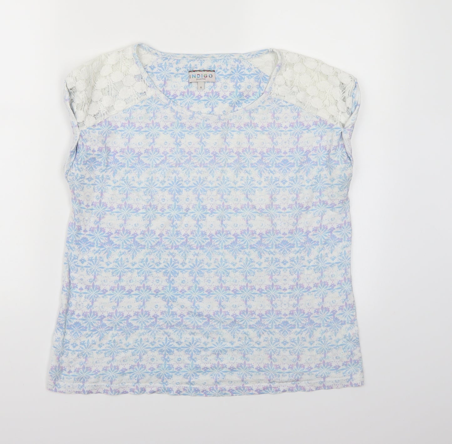 Indigo Collection Womens Multicoloured Floral  Basic T-Shirt Size 12