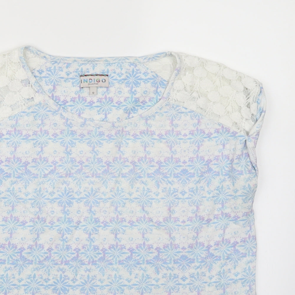 Indigo Collection Womens Multicoloured Floral  Basic T-Shirt Size 12
