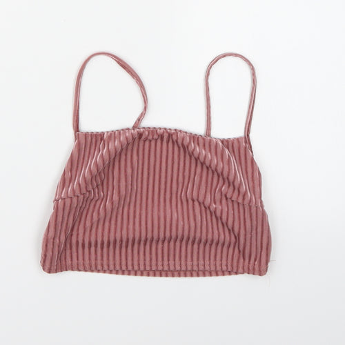 New Look Womens Pink  Velour Cropped Tank Size 6