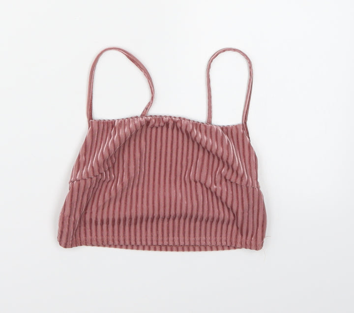 New Look Womens Pink Velour Cropped Tank Size 6