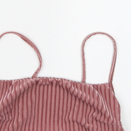 New Look Womens Pink  Velour Cropped Tank Size 6