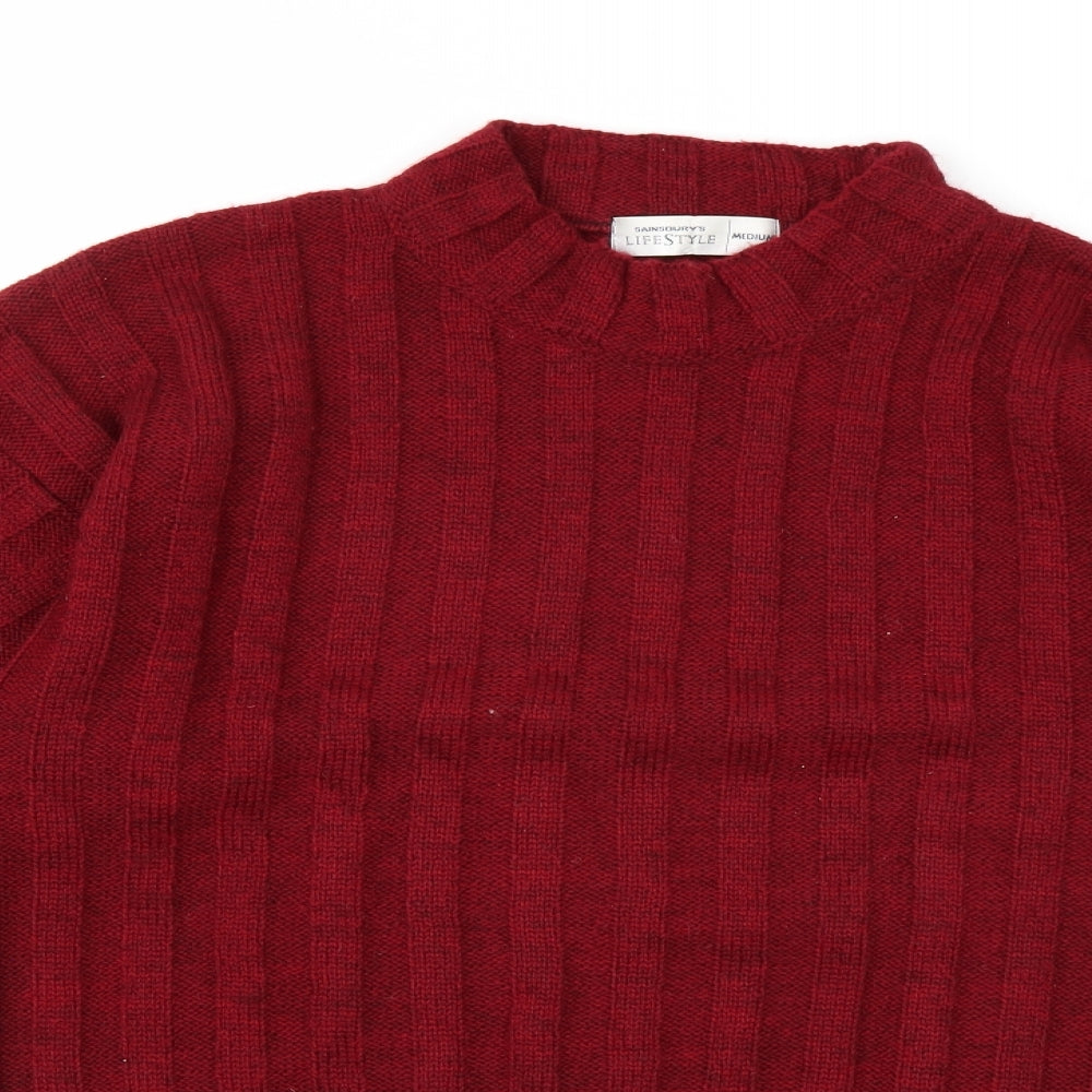 Sainsburys Mens Red  Knit Pullover Jumper Size M