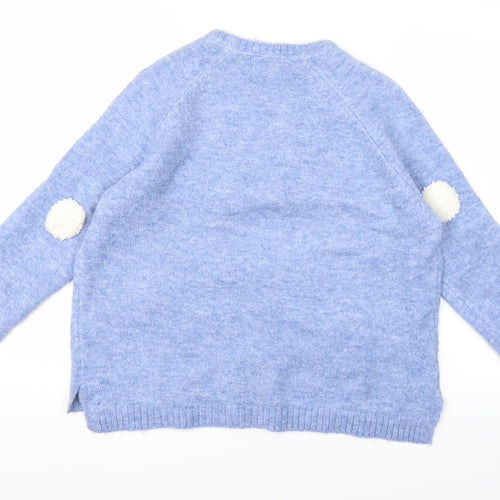 Papaya Womens Blue Polka Dot Knit Pullover Jumper Size M