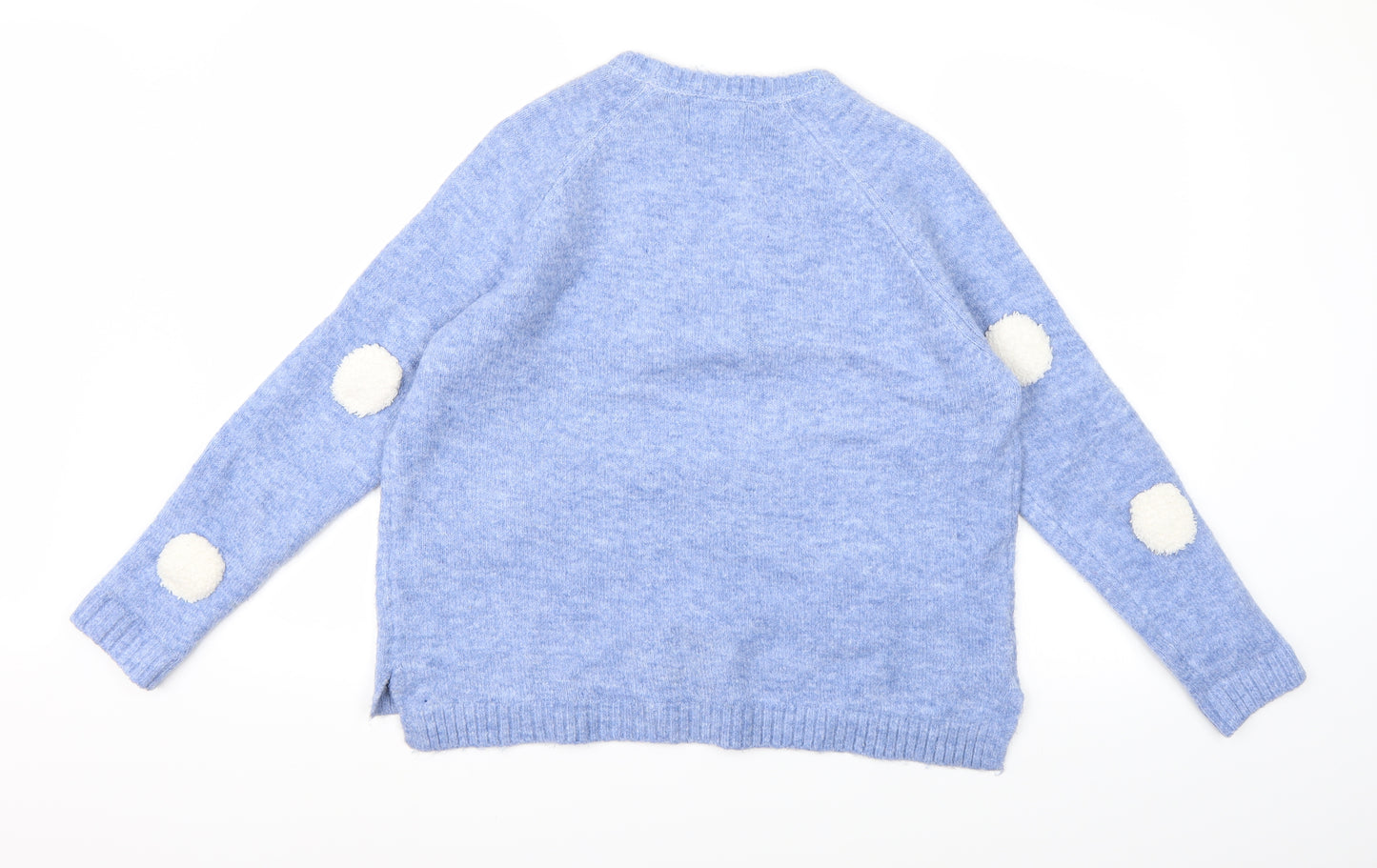 Papaya Womens Blue Polka Dot Knit Pullover Jumper Size M