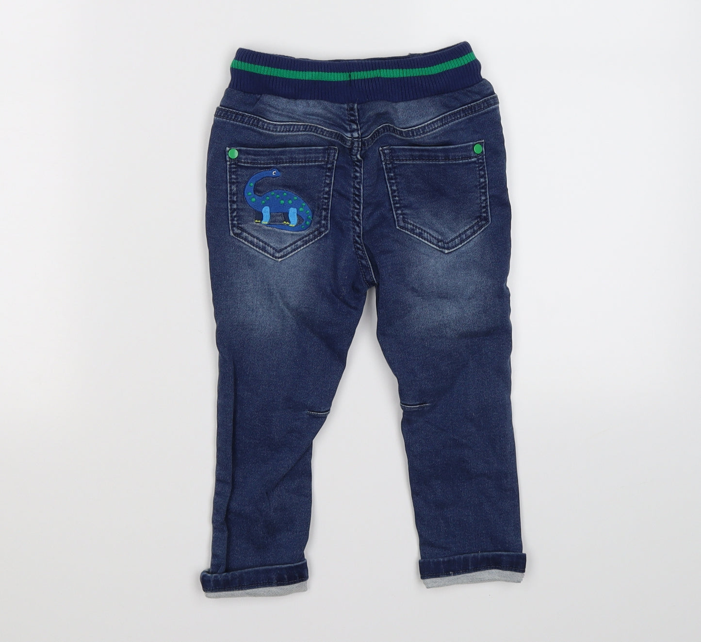 TU Boys Blue  Denim Capri Jeans Size 18-24 Months  - DINOSAURS