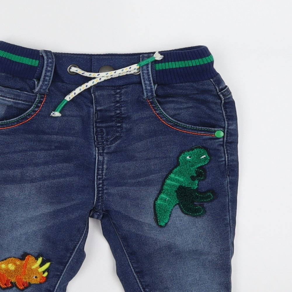 TU Boys Blue  Denim Capri Jeans Size 18-24 Months  - DINOSAURS