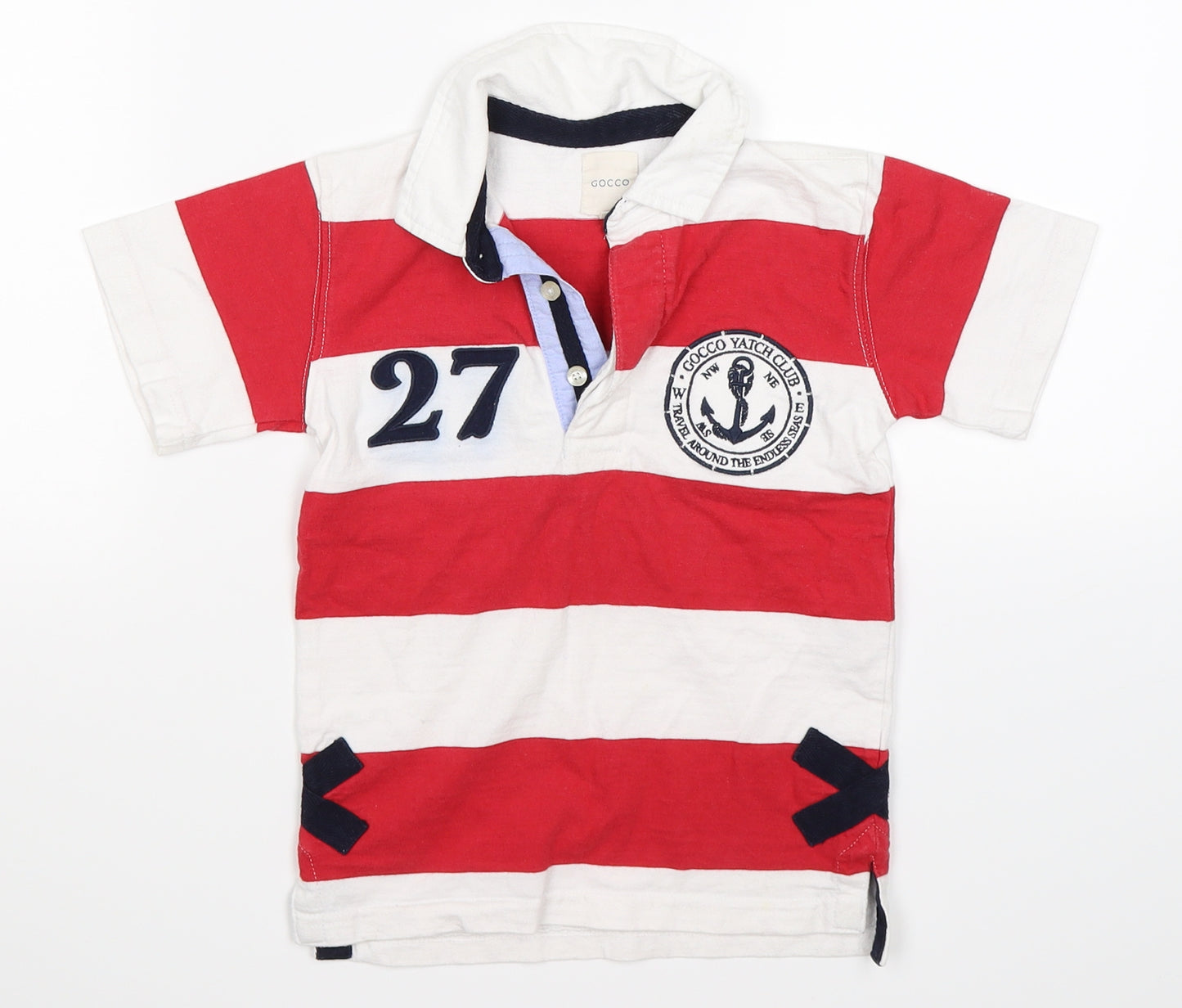 GOCCO Boys Red Striped  Basic Polo Size 4-5 Years  - YACHT CLUB