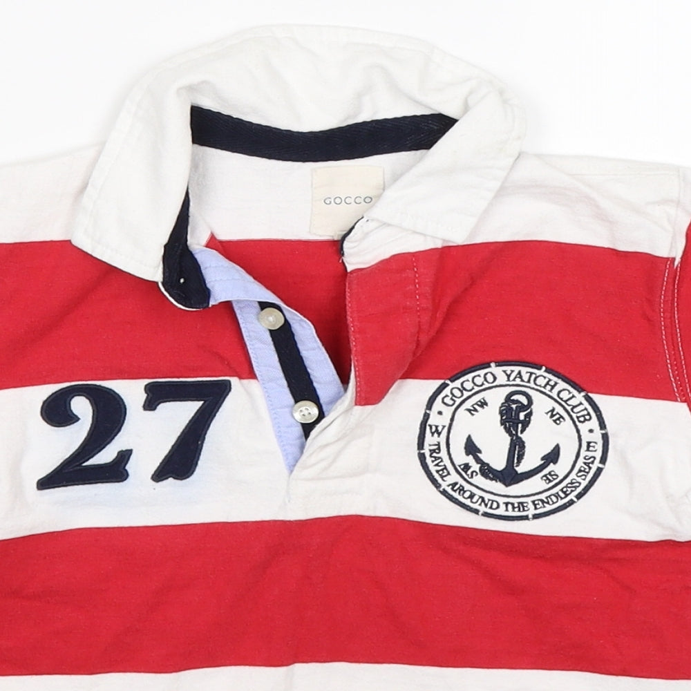 GOCCO Boys Red Striped  Basic Polo Size 4-5 Years  - YACHT CLUB