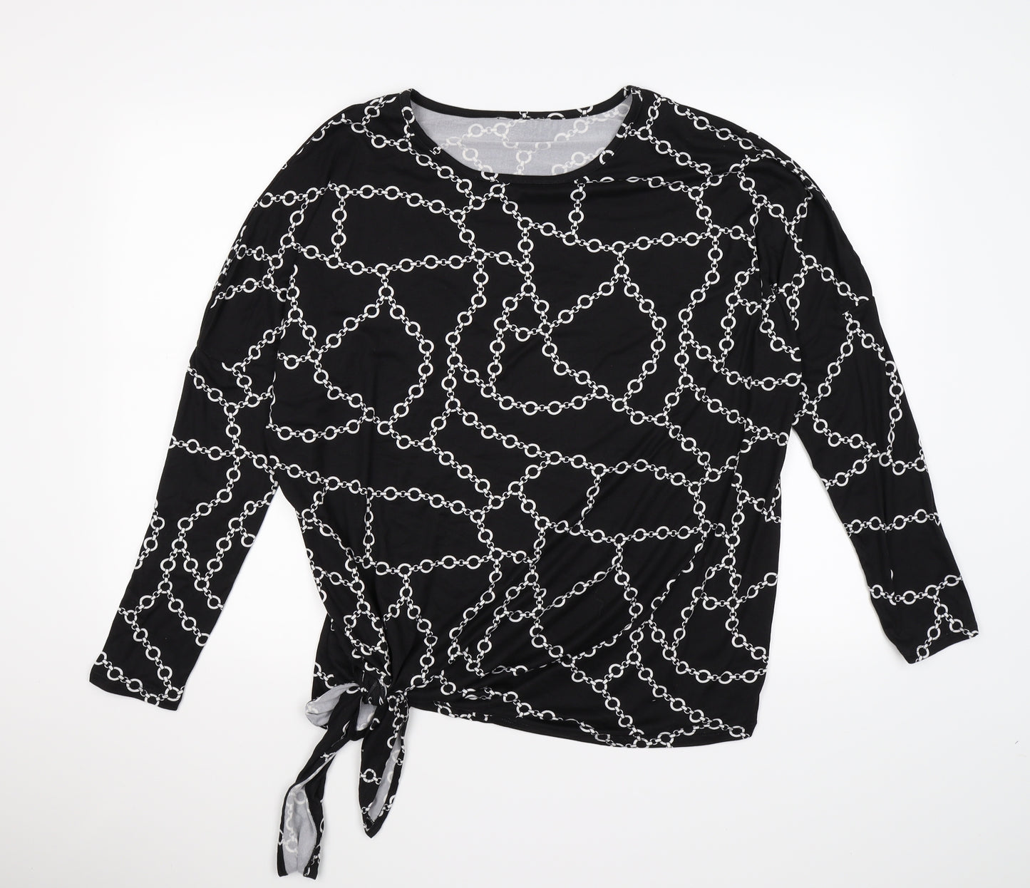 PEP & cO Womens Black Geometric  Tunic T-Shirt Size 16
