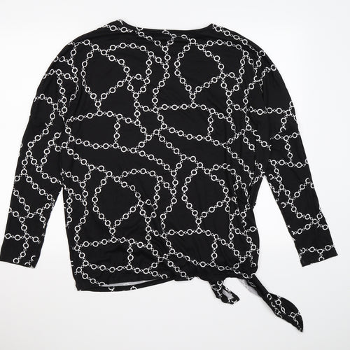 PEP & cO Womens Black Geometric  Tunic T-Shirt Size 16