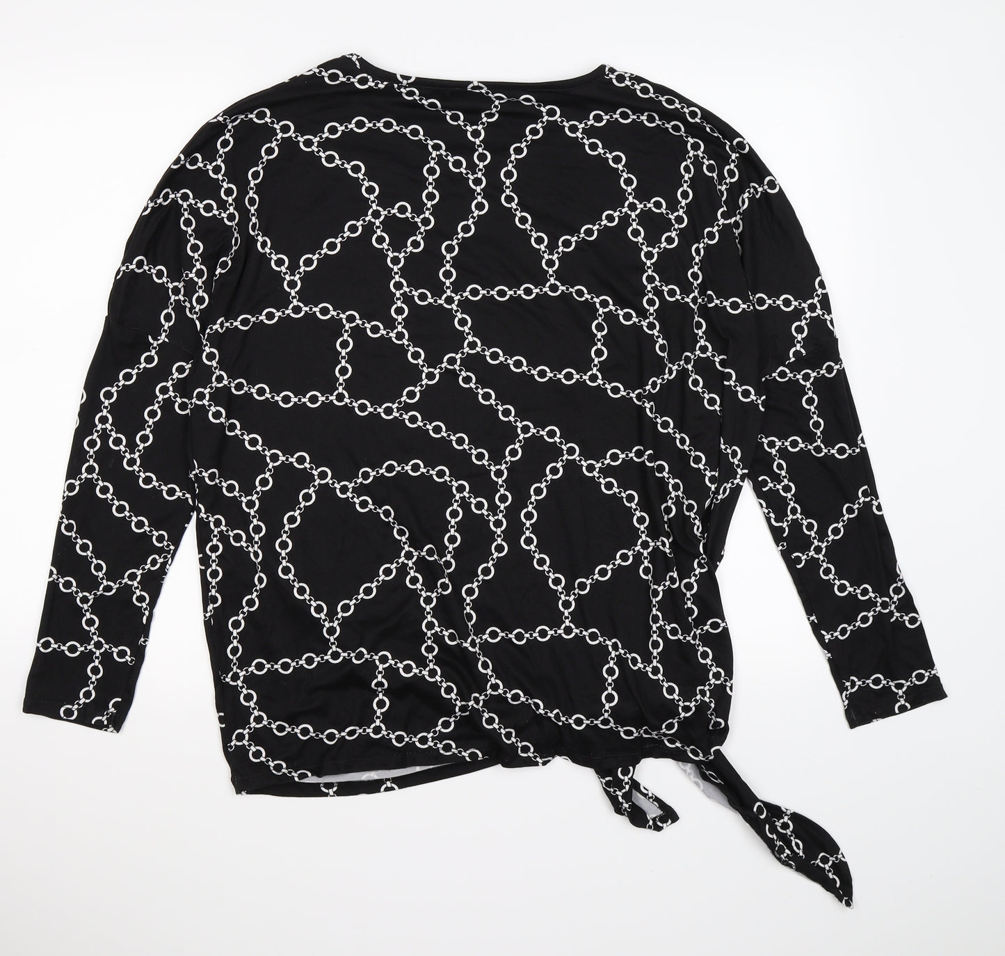 PEP & cO Womens Black Geometric  Tunic T-Shirt Size 16