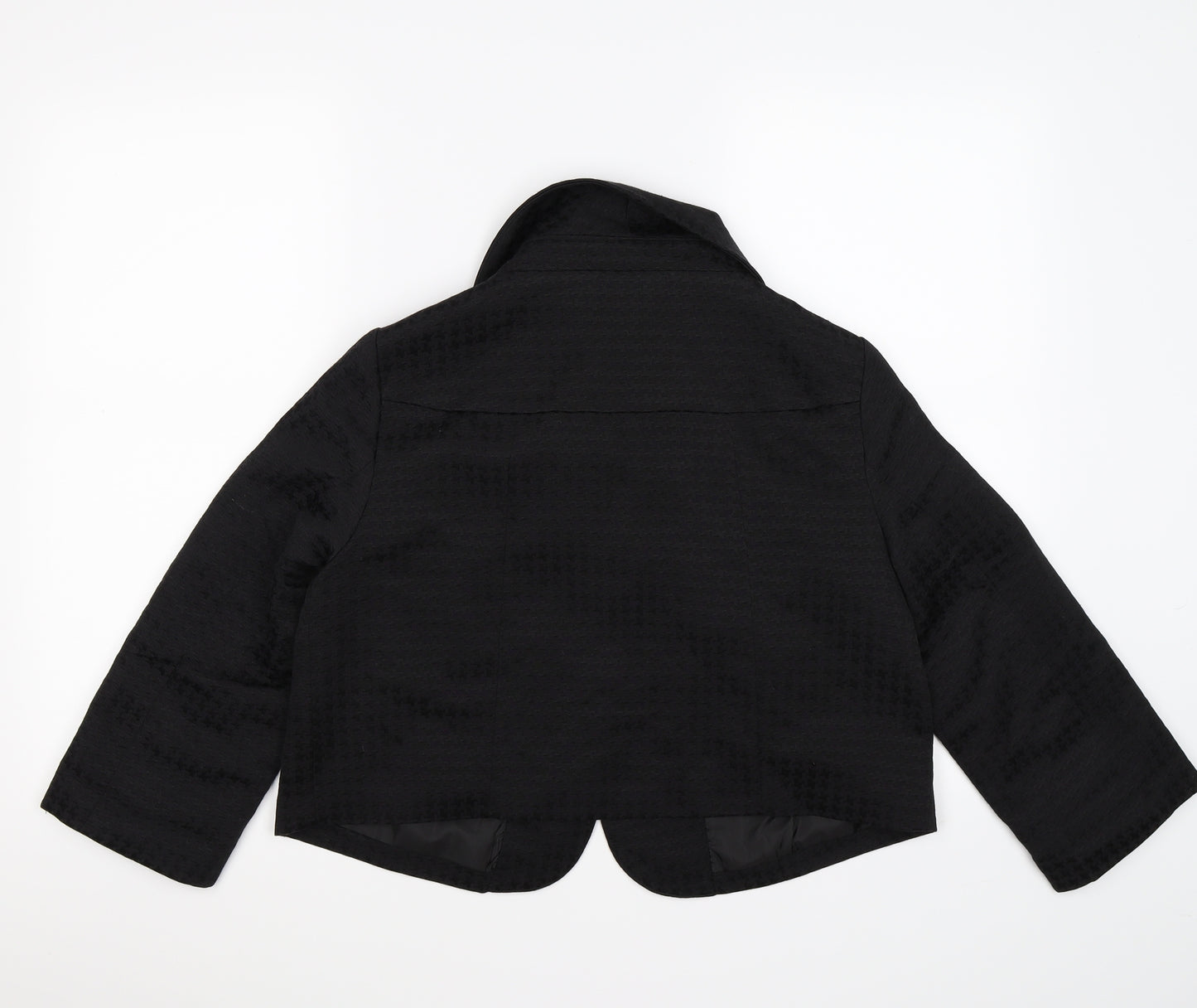 H&M Womens Black Houndstooth Satin Jacket Blazer Size 12