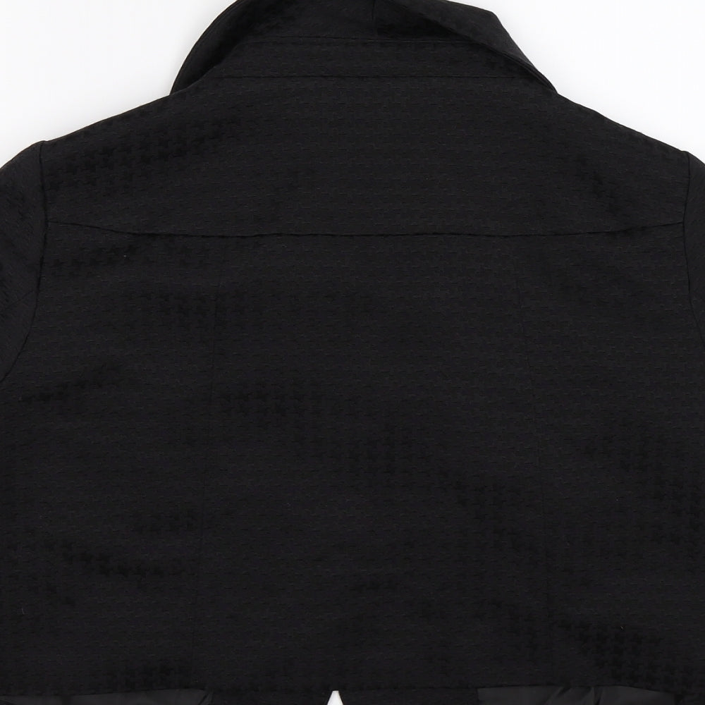 H&M Womens Black Houndstooth Satin Jacket Blazer Size 12