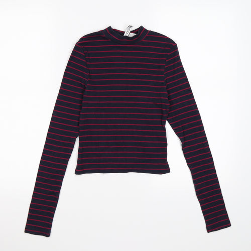 Divided Womens Blue Striped Knit Pullover Jumper Size XS