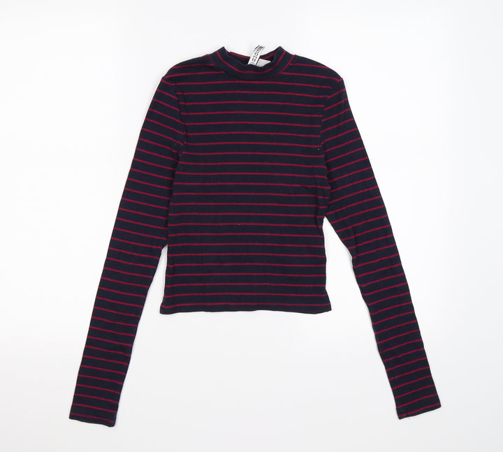 Divided Womens Blue Striped Knit Pullover Jumper Size XS