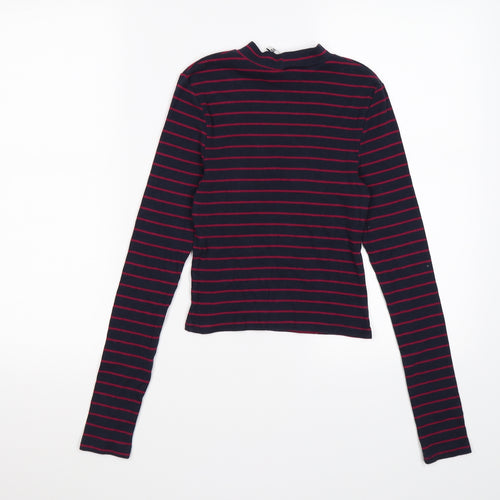 Divided Womens Blue Striped Knit Pullover Jumper Size XS