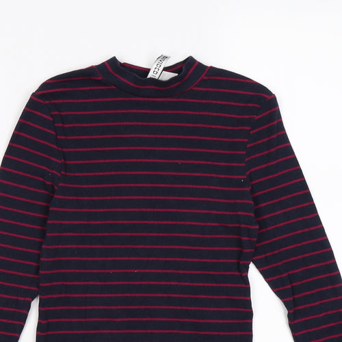 Divided Womens Blue Striped Knit Pullover Jumper Size XS