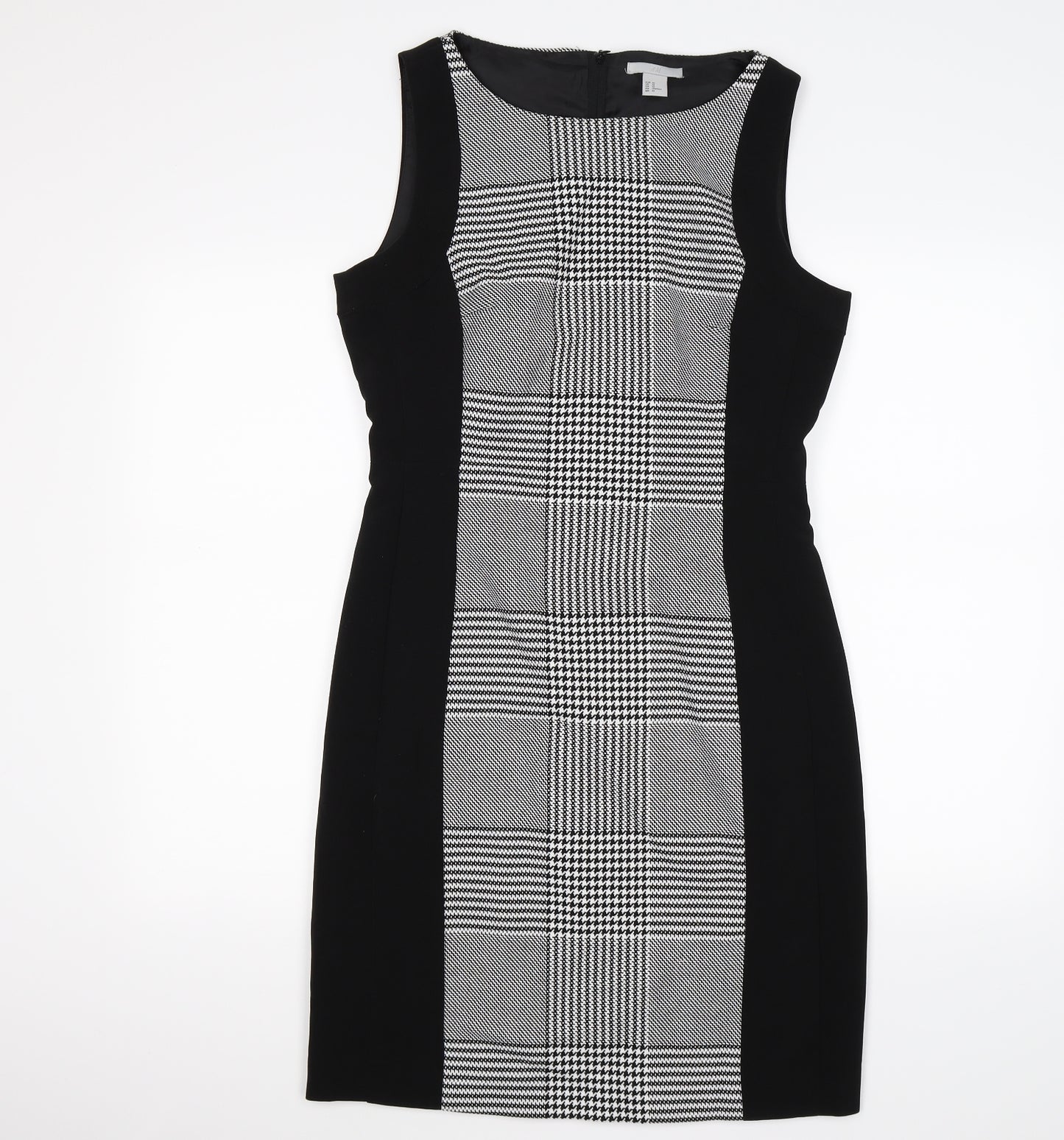 H&M Womens Black Check Knit Shift  Size M