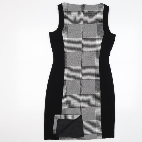 H&M Womens Black Check Knit Shift  Size M