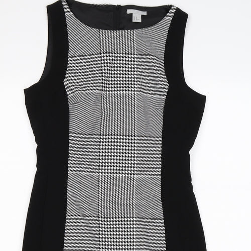 H&M Womens Black Check Knit Shift  Size M