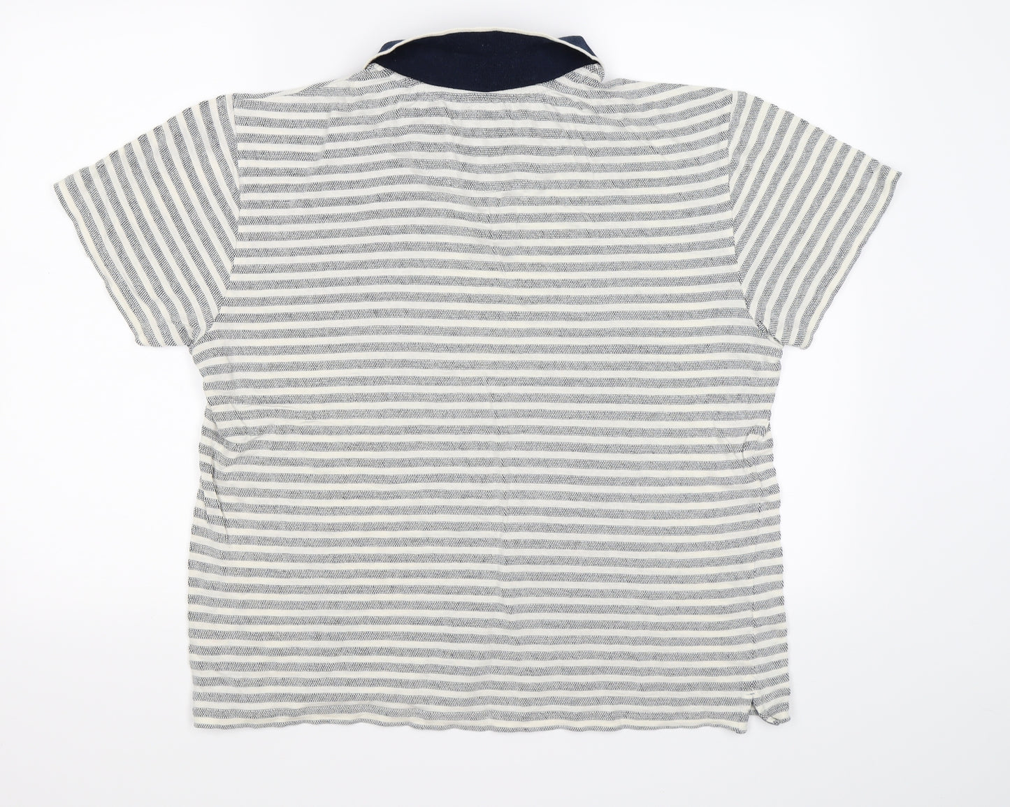 Peacocks Mens Beige Striped   Polo Size L