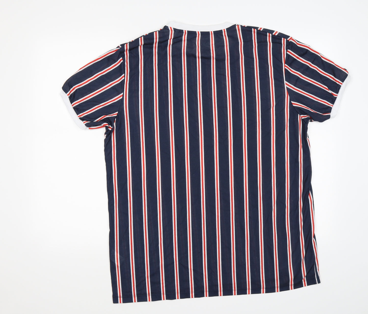 Primark Mens Blue Striped   T-Shirt Size XL