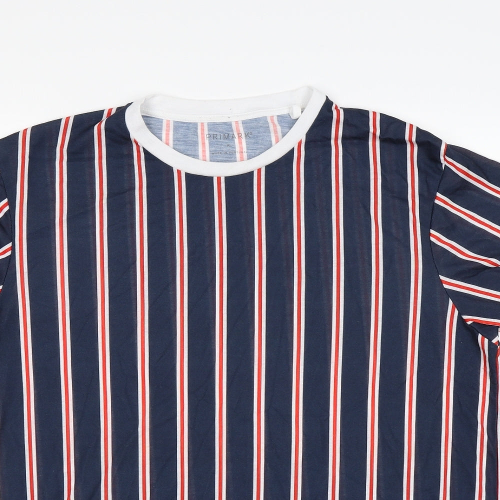 Primark Mens Blue Striped   T-Shirt Size XL